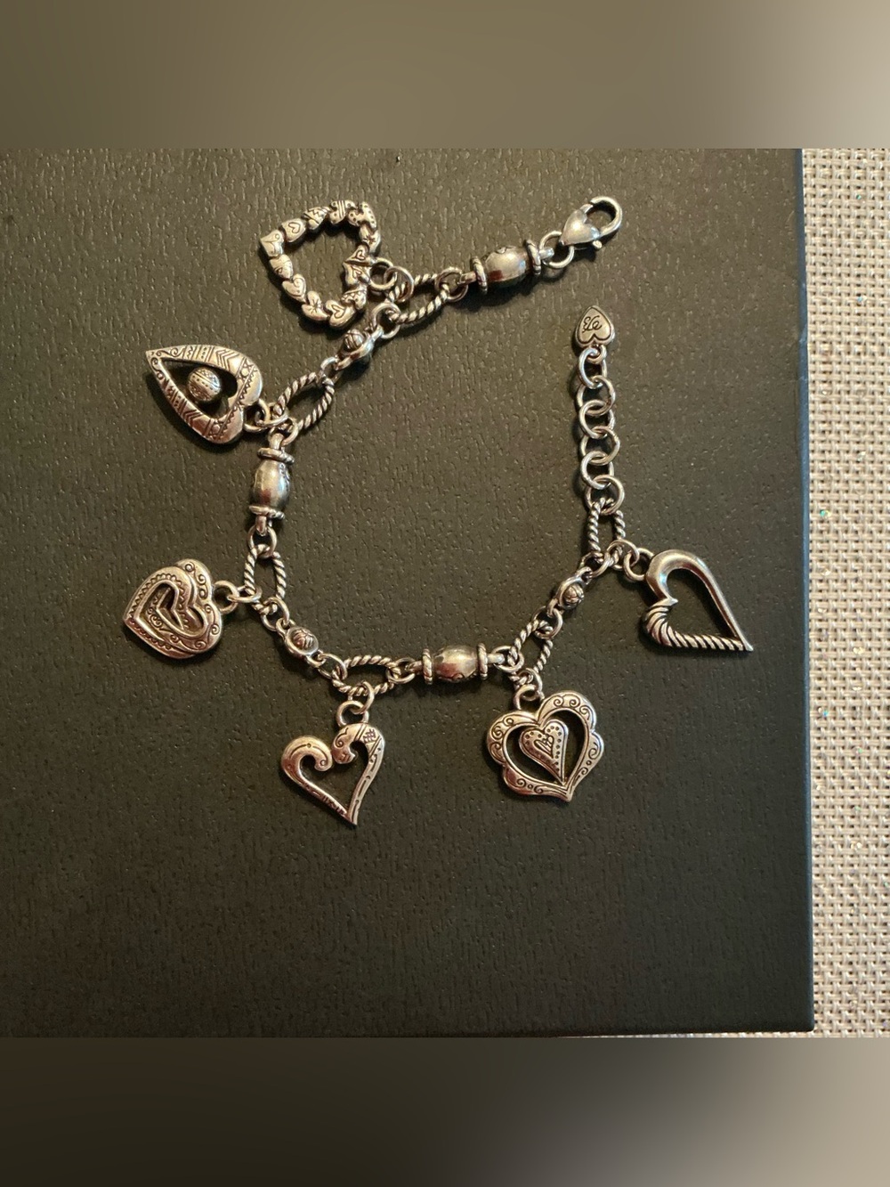 Brighton L'Amore Silver Heart Charm Bracelet